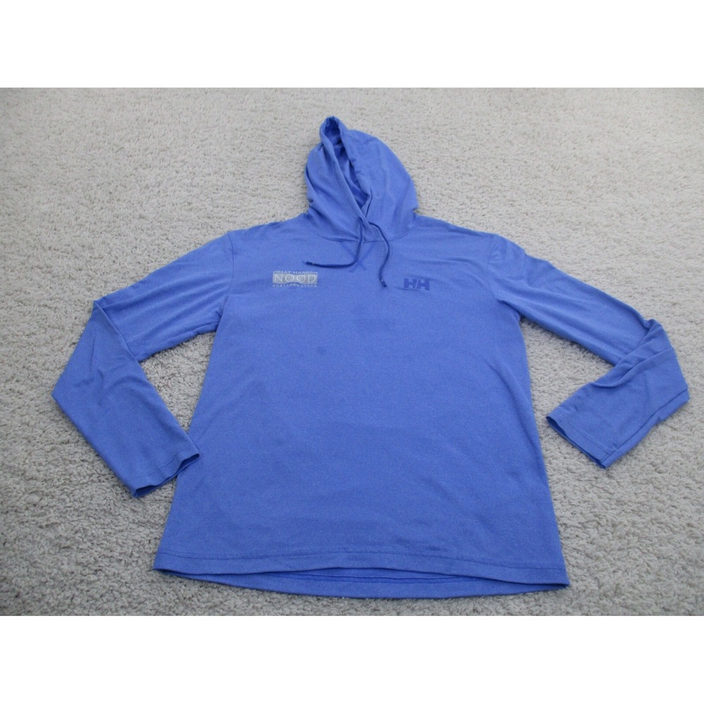 Helly Hansen Sweater Mens Medium Blue Hoodie Lightweight Fishing Blend Outdoor